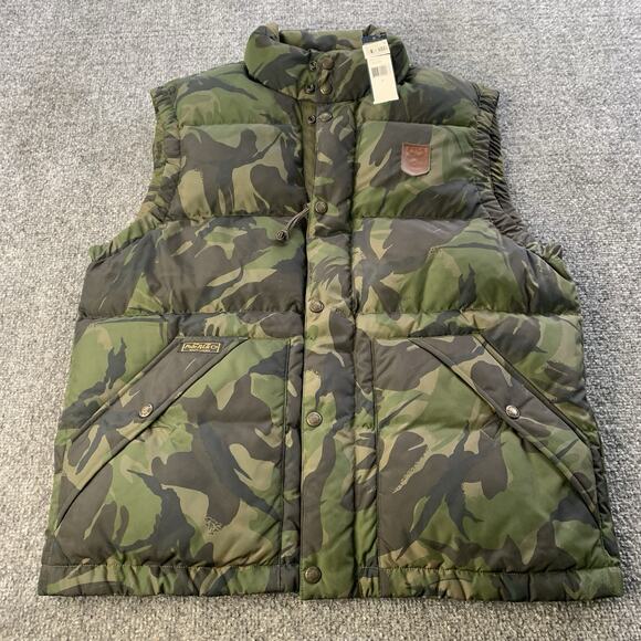 Polo Ralph Lauren Camo Down Puffer Vest Men Medium Gorp Hunting Outdoor “New” - Picture 1 of 16